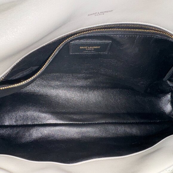 Saint Laurent Puffer Leather Crema Soft Sade Clutch Bag. **LARGE - Picture 12 of 15